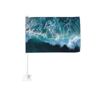 Drapeau de voiture bleu vert océan 30 x 45 cm double face décoration de voiture