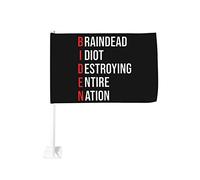 Drapeau de voiture Braindead Idiot Destroying Entire Nation 12x18 Drapeaux de voiture Décoration de fenêtre de voiture, drapeaux de fenêtre de voiture imperméables Clip de fenêtre double face Drapeau