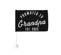 Drapeau de voiture cadeau pour grand-père Promu au rang de grand-père Est. 2023 12x18 Drapeaux de voiture Décoration de fenêtre de voiture, drapeaux de fenêtre de voiture imperméables Clip de fenêtre