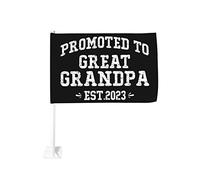Drapeau de voiture cadeau Promu au grand-père Est. 2023 12x18 Drapeaux de voiture Décoration de fenêtre de voiture, drapeaux de fenêtre de voiture imperméables Clip de fenêtre double face Drapeau de f