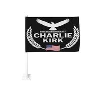 Drapeau de voiture Charlie Kirk « Forever In Our Hearts », bannière double face, drapeau de jardin, drapeaux saisonniers légers, panneaux extérieurs, décoration de jardin pour balcon, 30,5 x 45,7 cm
