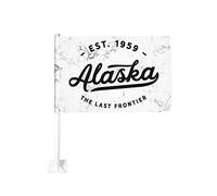 Drapeau de voiture classique vintage rétro Alaska Est 1959 12x18 pouces, drapeau de voiture chaud double face à clip de fenêtre, drapeau à clip de fenêtre résistant à la décoloration, drapeaux de fenê