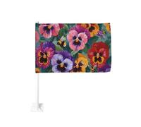 Drapeau de voiture coloré avec clip pour fenêtre extérieure - 30 x 45 cm - Décoration de voiture double face