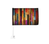 Drapeau de voiture de 30,5 x 45,7 cm, imprimé en bois peint coloré, parfait pour les festivals, les fêtes, les défilés, les voyages