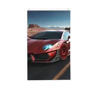 Drapeau de voiture de course rouge 3 x 5 pieds intérieur avec œillets vertical double face drapeau de jardin art mural affiche à suspendre grande bannière signe drapeaux de maison de cour pour l'extér