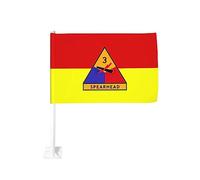 Drapeau de voiture de la 3e division blindée de l'armée des États-Unis, 12 x 18 pouces, bannière personnalisée à clip pour fenêtre de voiture imprimée recto-verso, bannière décorative de voiture