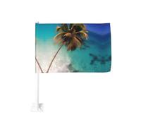 Drapeau de voiture des îles des Caraïbes 30,5 x 45,7 cm, drapeau double face pour fenêtre de voiture avec impression résistante à la décoloration, drapeau de décoration automobile de qualité