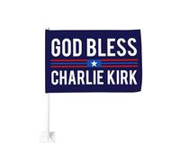 Drapeau de voiture double face « Que Dieu bénisse Charlie Kirk » Repose en paix 12 x 18 - Panneau à clip pour fenêtre