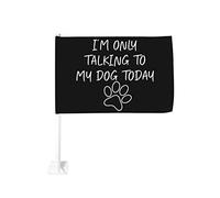 Drapeau de voiture drôle de propriétaire de chien, je ne parle qu'à mon chien aujourd'hui, 12x18, drapeaux de voiture, décoration de fenêtre de voiture, drapeaux de fenêtre de voiture imperméables, cl