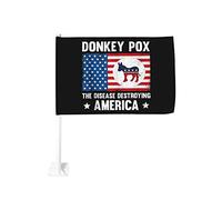 Drapeau de voiture drôle de variole de l'âne TheDestroying America 12x18 pouces Drapeaux de voiture Décoration de fenêtre de voiture, drapeaux de fenêtre de voiture imperméables Clip de fenêtre double