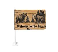 Drapeau de voiture en bois Welcome To The Bear'S Den - 30 x 45 cm - Décoration de voiture double face