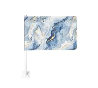 Drapeau de voiture en marbre indigo pâle doré 30 x 45 cm double face décoration de voiture