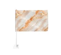 Drapeau de voiture en marbre pêche doré pâle veines pour décoration de voiture 30 x 45 cm double face