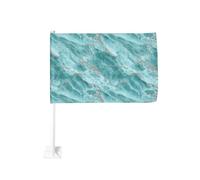 Drapeau de voiture en marbre turquoise lisse poli texturé pour fenêtre extérieure 30 x 45 cm Décoration de voiture double face