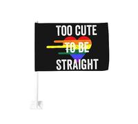 Drapeau de voiture Gay Pride LGBT trop mignon pour être hétéro 12x18 pouces Drapeaux de voiture Décoration de fenêtre de voiture, drapeaux de fenêtre de voiture imperméables Clip de fenêtre double fac