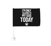 Drapeau de voiture humoristique « Je ne parle qu'à mon chien aujourd'hui » 30,5 x 45,7 cm, décoration de fenêtre de voiture, drapeaux de fenêtre de voiture imperméables, clip de fenêtre double face, d