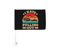 Drapeau de voiture I Hate PullingTravel 12x18 Drapeaux de voiture Décoration de fenêtre de voiture, Drapeaux de fenêtre de voiture imperméables Clip de fenêtre double face Drapeau de fenêtre résistant