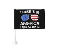 Drapeau de voiture « I Miss The America » dans lequel j'ai grandi, 12 x 18 cm, décoration de fenêtre de voiture, drapeaux de fenêtre de voiture imperméables, résistants à la décoloration, clip de fenê