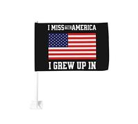 Drapeau de voiture « I Miss The America » dans lequel j'ai grandi, 12 x 18 cm, drapeaux de voiture, drapeaux de fenêtre de voiture, décoration de fenêtre de voiture étanche, clip de fenêtre double fac