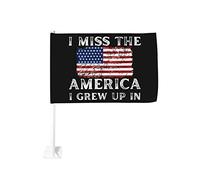 Drapeau de voiture « I Miss The America » - J'ai grandi aux États-Unis - 30,5 x 45,7 cm - Décoration de fenêtre de voiture - Drapeaux de fenêtre de voiture imperméables - Clip de fenêtre double face -