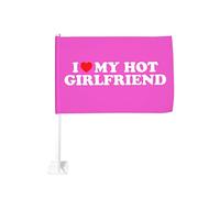 Drapeau de voiture « J'aime ma petite amie », « J'aime ma petite amie sexy », 30,5 x 45,7 cm, décoration de fenêtre de voiture, drapeaux de fenêtre de voiture imperméables, clip de fenêtre double face