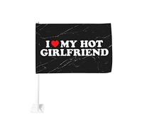 Drapeau de voiture « J'aime ma petite amie », « J'aime ma petite amie sexy », 30,5 x 45,7 cm, décoration de fenêtre de voiture, drapeaux de fenêtre de voiture imperméables, clip de fenêtre double face