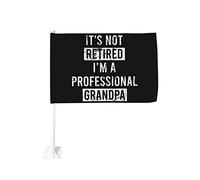 Drapeau de voiture « Je suis à la retraite, je suis un grand-père professionnel » 12 x 18 pouces, décoration de fenêtre de voiture, drapeaux de fenêtre de voiture imperméables, clip de fenêtre double