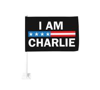 Drapeau de voiture « Je suis Charlie Kirk » « Repose en paix » 12 x 18 cm, impression recto verso, drapeaux pour voiture, sports de plein air