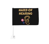 Drapeau de voiture « Je suis sourd et malentendant » 12 x 18 pouces, décoration de fenêtre de voiture, drapeaux de fenêtre de voiture imperméables, clip de fenêtre double face, drapeau de fenêtre rési