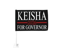 Drapeau de voiture Keisha 2026 Keisha pour gouverneur, fixation pour la plupart des vitres de véhicules, 30 x 45 cm