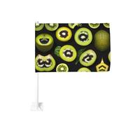 Drapeau de voiture kiwi vert 30,5 x 45,7 cm, drapeau double face pour fenêtre de voiture avec impression résistante à la décoloration, drapeau de décoration automobile de qualité supérieure pour