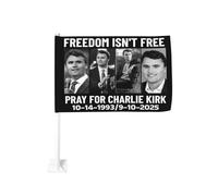 Drapeau de voiture La liberté n'est pas gratuite Priez pour Charlie Kirk 12"X18" pouces Drapeaux de véhicule Bannière