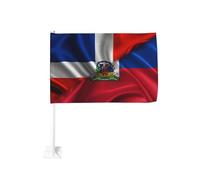 Drapeau de voiture moitié République dominicaine, moitié Haïti, 45,7 x 30,5 cm, à pince pour fenêtre, polyester, protection UV, couleurs vives, double face (mât non inclus).