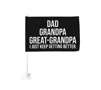 Drapeau de voiture Papa Grand-père Arrière-grand-père Je continue à m'améliorer 12x18 Drapeaux de voiture Décoration de fenêtre de voiture, Drapeaux de fenêtre de voiture imperméables Clip de fenêtre