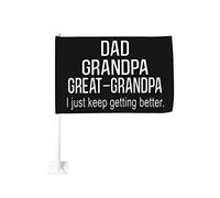 Drapeau de voiture Papa Grand-père Arrière-grand-père Je continue à m'améliorer 12x18 Drapeaux de voiture Décoration de fenêtre de voiture, Drapeaux de fenêtre de voiture imperméables Clip de fenêtre