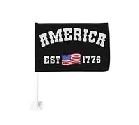 Drapeau de voiture patriotique du 4 juillet de l'Amérique Est 1776 12x18 pouces Drapeaux de voiture Décoration de fenêtre de voiture, drapeaux de fenêtre de voiture imperméables Clip de fenêtre double