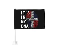 Drapeau de voiture République dominicaine « C'est dans mon ADN », drapeau à pince pour fenêtre 18 x 12 pouces, polyester protection UV couleurs vives, drapeau double face pour voiture (mât non inclus