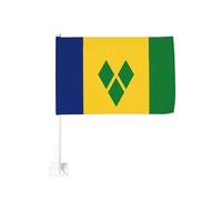 Drapeau de voiture Saint Vincent Grenadines - Clip pour fenêtre extérieure - 30 x 45 cm - Double face - Décoration de voiture