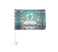 Drapeau de voiture « The Swan in Love » de 30,5 x 45,7 cm, drapeau double face pour fenêtre de voiture avec impression résistante à la décoloration, drapeau de décoration automobile de qualité