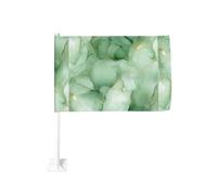 Drapeau de voiture vert sauge à l'encre à l'alcool avec clip pour fenêtre extérieure 30 x 45 cm double face décoration de voiture