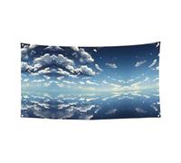 Drapeau décoratif à suspendre bleu ciel et nuages blancs - 177,8 x 88,9 cm