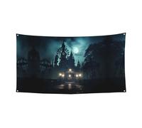 Drapeau décoratif à suspendre le fantôme dans la nuit (surdimensionné 177,8 x 88,9 cm) pour fête de Noël, fête d'anniversaire, fête de vacances,