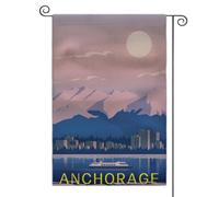Drapeau décoratif Amérique Anchorage Bannière 12x18 Inch | Imperméable Drapeau Double Face Bannière décorative pour Patio Fête Vacances