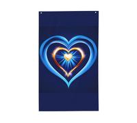 Drapeau décoratif bleu ciel imprimé cœur toutes saisons sur un seul côté pour intérieur ou extérieur