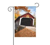 Drapeau décoratif de jardin - 30 x 45 cm - Double face - Pour extérieur, vacances, ferme, décoration d'intérieur (pont couvert d'Albany)