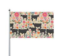 Drapeau décoratif de jardin de vaches et de bétail à fleurs rouges, drapeau décoratif de longue durée pour l'extérieur, décoration de vacances