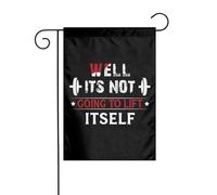 Drapeau Décoratif De Jardin Eh Bien Ça Ne Va Pas Se Soulever Tout Seul. Double Face Drapeau De Jardin Amusant Bannière De Cour Pour Pelouse Ferme D'Intérieur 12X18 Inch