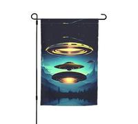 Drapeau décoratif de jardin imprimé de vaisseau spatial 30,5 x 45,7 cm - Drapeau de cour pour terrasse, balcon, jardin, pelouse
