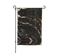 Drapeau décoratif de jardin imprimé marbre noir et doré 30,5 x 45,7 cm - Drapeau de cour pour terrasse, balcon, jardin, pelouse