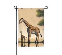 Drapeau décoratif de jardin imprimé mère et enfant girafe 30,5 x 45,7 cm - Drapeau de cour pour terrasse, balcon, jardin, pelouse